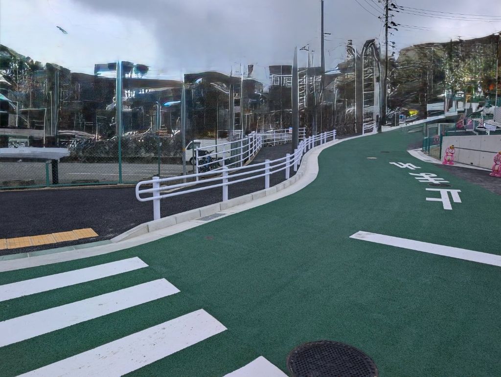 歩道フェンス完成